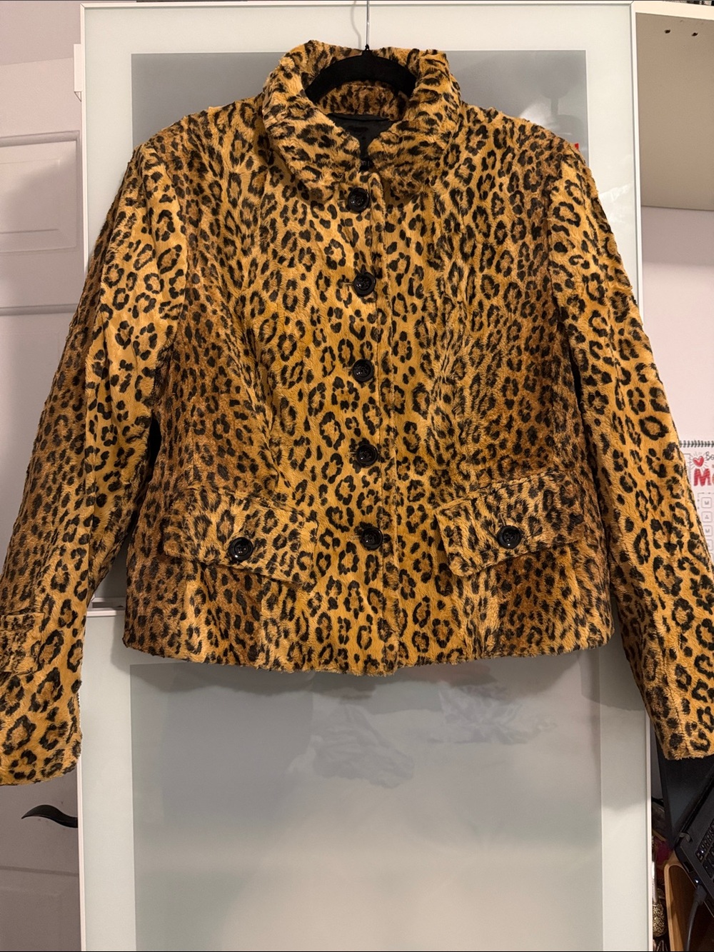 Jean Paul Leopard Print Faux Fur Jacket - Brown